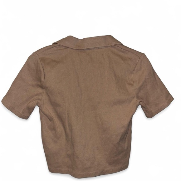 Zara Women's Size Small Pink Collared Polo V-Neck Crop Top - Picture 4 of 5